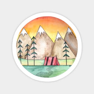 Watercolor Camp Sunset Sticker